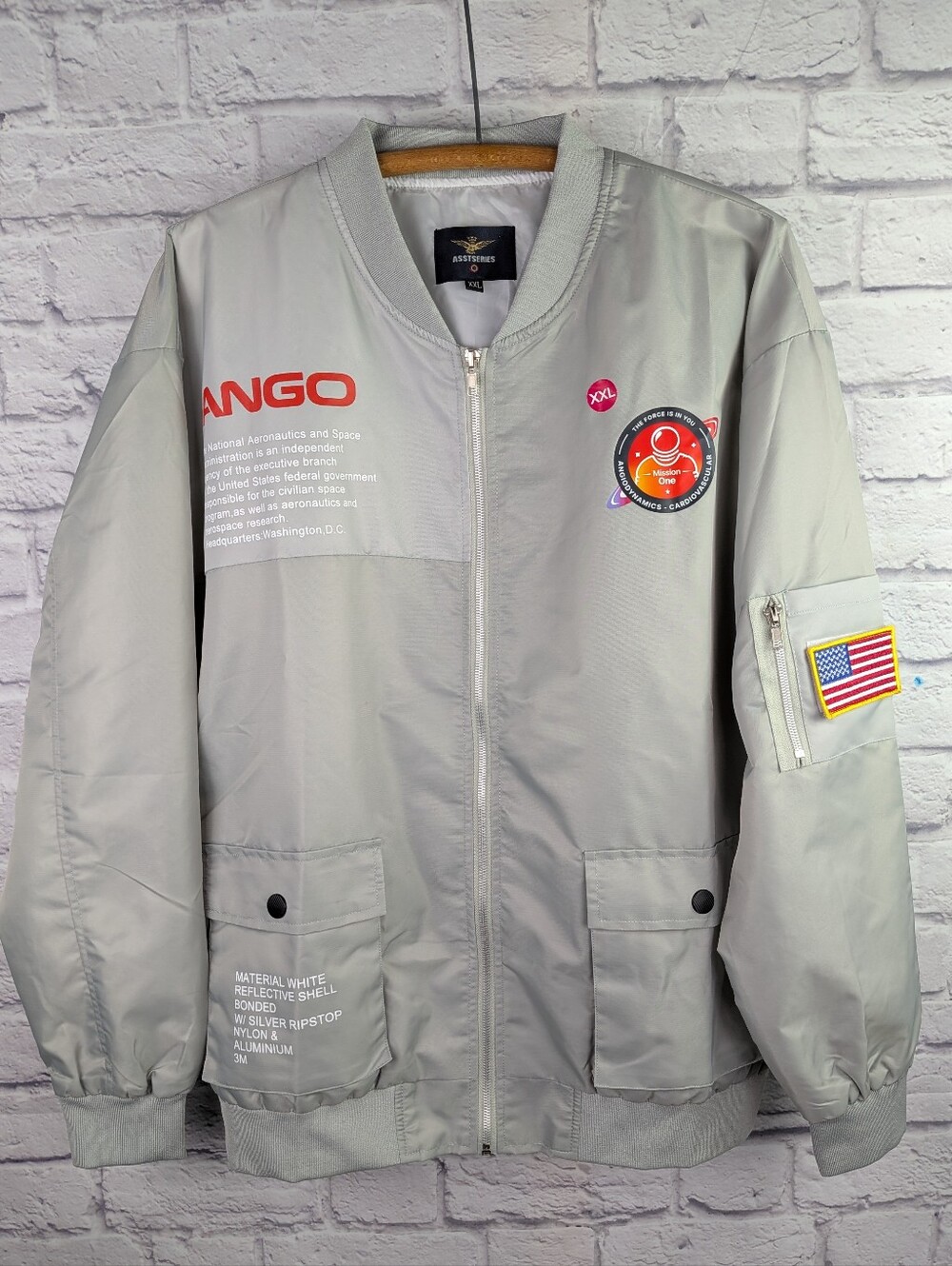 Asstseries Angiodynamics ANGO NASA Flight Jacket Men’s 2XL  Patches Reflective